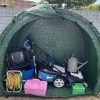 The Tidy Tent garden storage tent used to cover your lawnmower and other garden items.