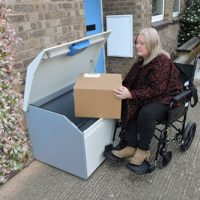 Wheelchair Accessible Delivery Box PinPod Lo Large Floor Standing Parcel Drop Box
