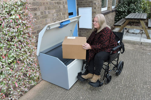 Wheelchair Accessible Delivery Box PinPod Lo Large Floor Standing Parcel Drop Box