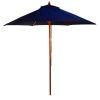 Blue 250cm Wood Pulley Parasol