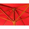 Strong wooden frame beneath the red 2.5m wood pulley parasol