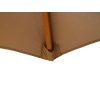 Showing how the removable cover fits the taupe wood parasol