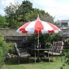 Red and White Pagoda Patio Parasol - Cave Innovations