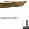 3m Square Cantilever Patio Parasol with Base