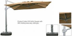 3m Square Cantilever Patio Parasol with Base