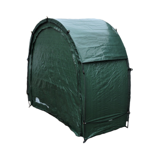 TidyTent LogCave shown with roof hood fitted